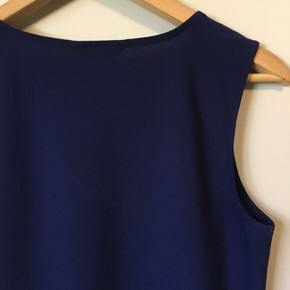 RW&CO. Dark True Blue Zipper Shoulder V-Neck Tank Top Blouse - Picture 6 of 12